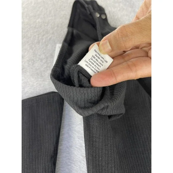 NY Collection Women's Bodysuit Ribbed 3/4 Sleeve Solid Black Medium - Picture 3 of 13